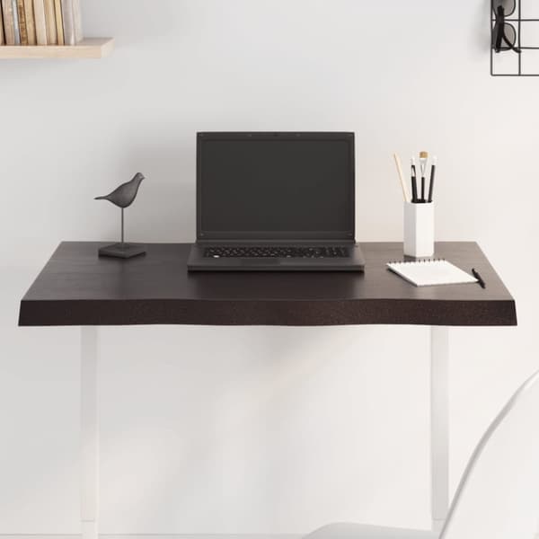 vidaXL bordplade 80x50x(2-4) cm naturlig kant behandlet træ mørkebrun -  Bordplader
