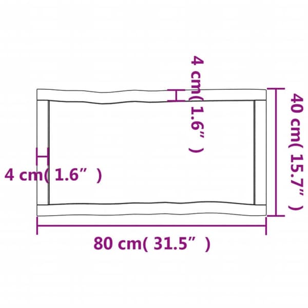 vidaXL Bordsskiva mörkbrun 80x40x(2-4) cm massivt trä levande kant -  Bordsskivor