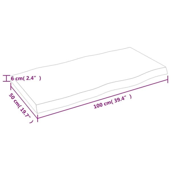 vidaXL Pöytälevy ruskea 100x50x(2-6)cm käsitelty täystammi elävä reuna -  Pöytälevyt