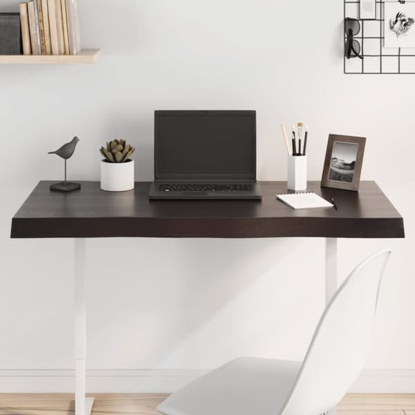 vidaXL bordplade 100x50x(2-6) cm naturlig kant behandlet træ mørkebrun -  Bordplader