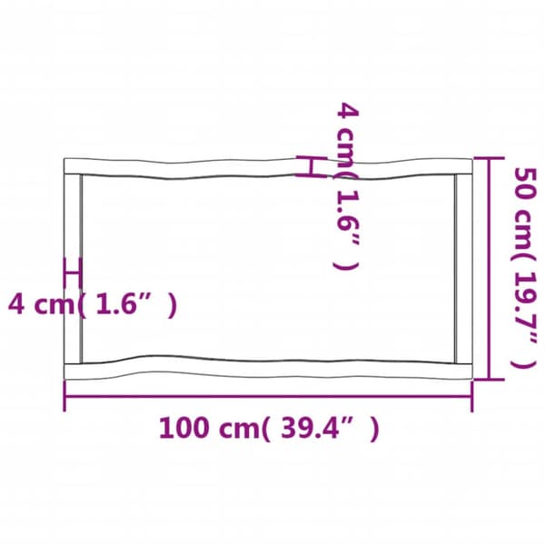 vidaXL Pöytälevy ruskea 100x50x(2-4)cm käsitelty täystammi elävä reuna -  Pöytälevyt