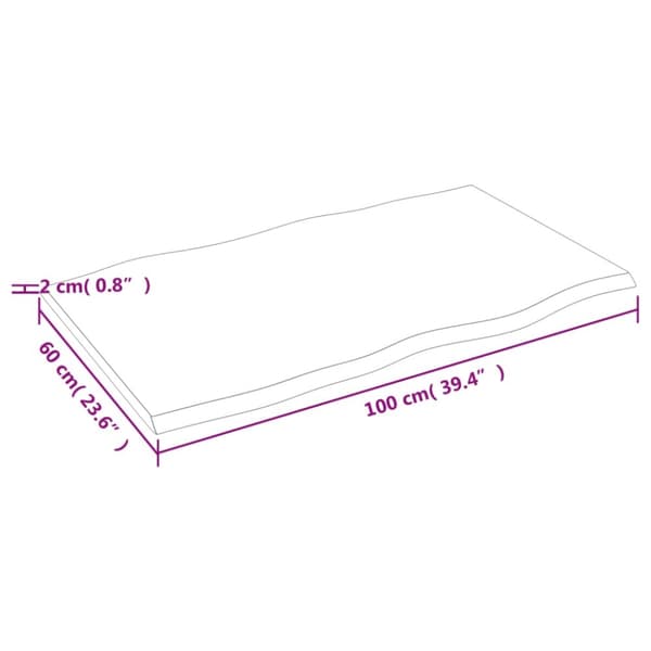 vidaXL Bordsskiva mörkbrun 100x60x2 cm massiv ek levande kant -  Bordsskivor