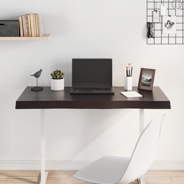 vidaXL Bordsskiva mörkbrun 100x60x(2-6) cm massivt trä levande kant -  Bordsskivor