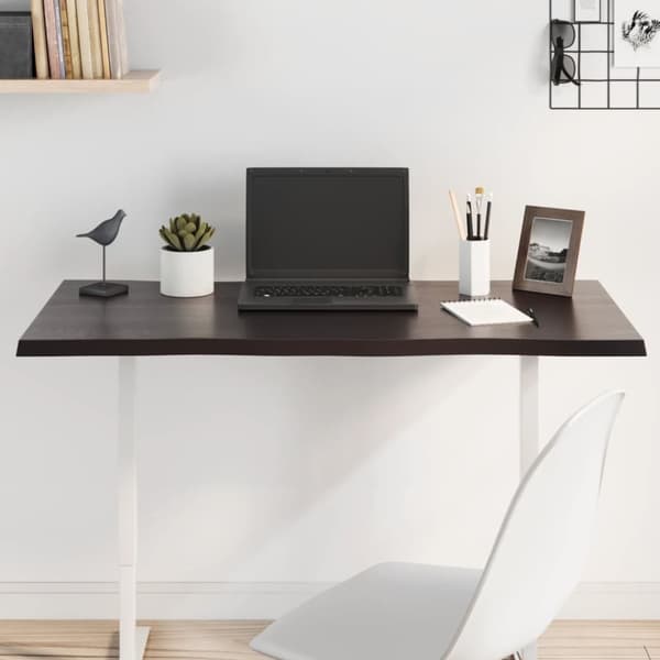 vidaXL Bordsskiva mörkbrun 100x50x2 cm massiv ek levande kant -  Bordsskivor