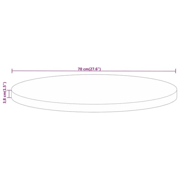 vidaXL Bordsskiva Ø 70x3,8 cm rund massivt mangoträ -  Bordsskivor