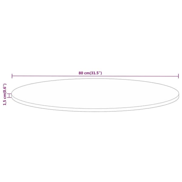 vidaXL Pöytälevy Ø 80x1,5 cm pyöreä kierrätetty täyspuu -  Pöytälevyt