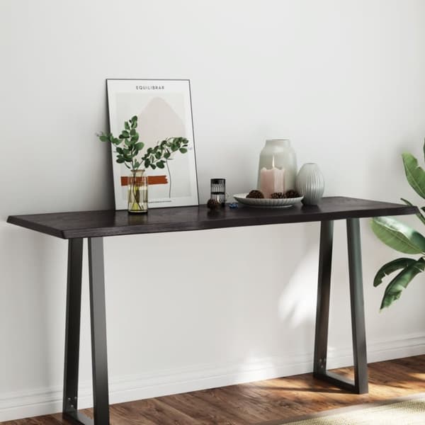 vidaXL bordplade 160x60x(2-4) cm naturlig kant behandlet træ mørkebrun -  Bordplader