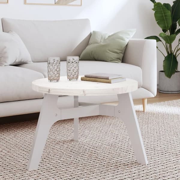 vidaXL Bordsskiva rund vit Ø60x3 cm massiv furu - Bordsskivor