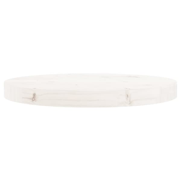 vidaXL bordplade Ø40x3 cm rund massivt fyrretræ hvid - Bordplader