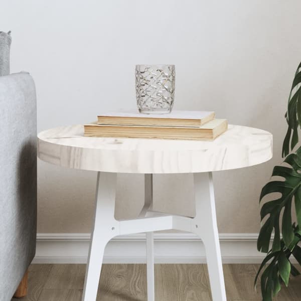vidaXL bordplade Ø40x3 cm rund massivt fyrretræ hvid - Bordplader