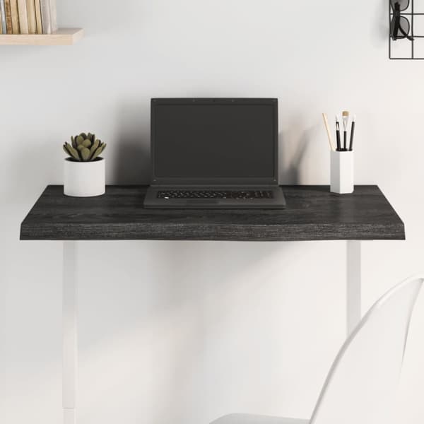 vidaXL bordplade 80x50x(2-4) cm behandlet massivt egetræ mørkebrun -  Bordplader