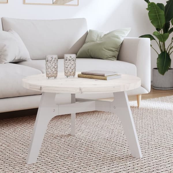 vidaXL Bordsskiva rund vit Ø70x3 cm massiv furu -  Bordsskivor