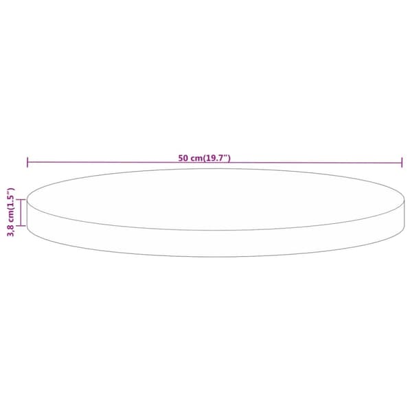 vidaXL Bordsskiva Ø 50x3,8 cm rund massivt grovt mangoträ - Bordsskivor