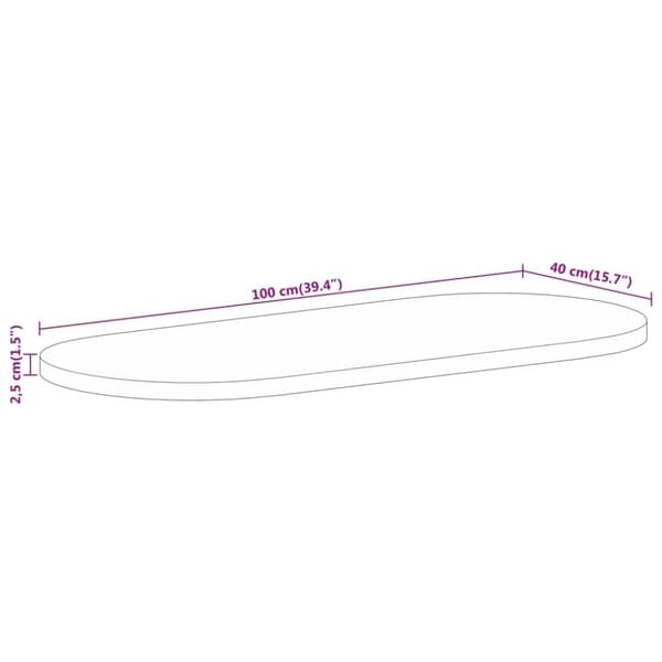 vidaXL Pöytälevy 100x40x2,5 cm ovaali täysi mangopuu