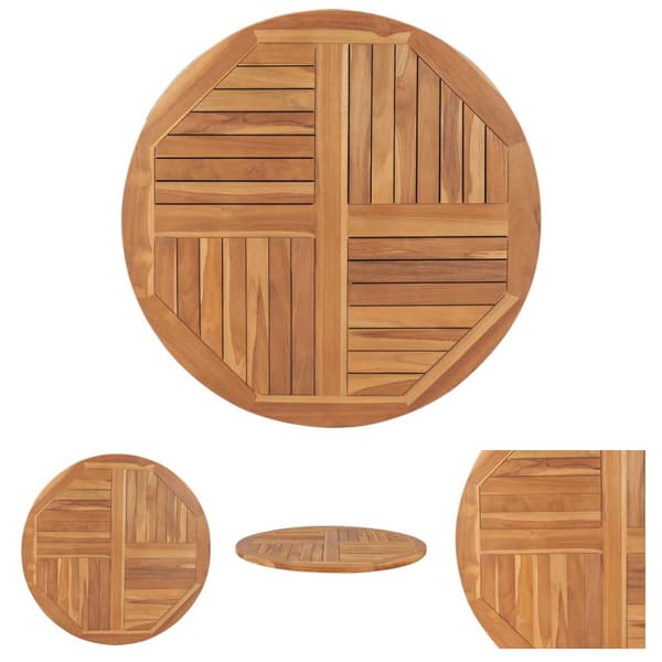 The Living Store bordplade 2,5 cm 90 cm rund massivt teaktræ -  Bordplader