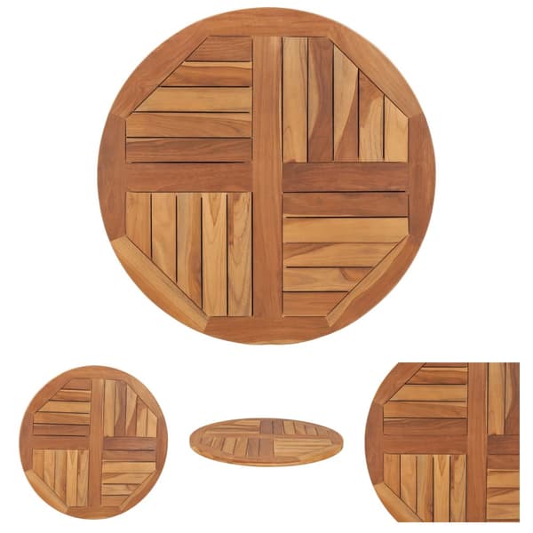 The Living Store Bordsskiva i massiv teak rund 2,5 cm 70 cm - Bordsskivor