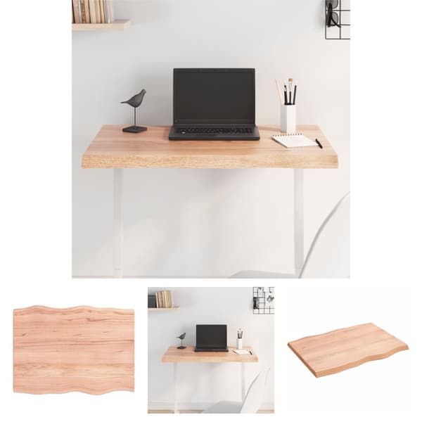 The Living Store Bordsskiva ljusbrun 80x60x(2-4) cm massivt trä levande kant -  Bordsskivor