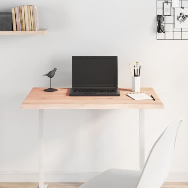 The Living Store bordplade 100x60x(2-6)cm naturlig kant ubehandlet massivt træ - Bordplader