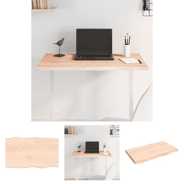 The Living Store bordplade 100x60x(2-6)cm naturlig kant ubehandlet massivt træ -  Bordplader