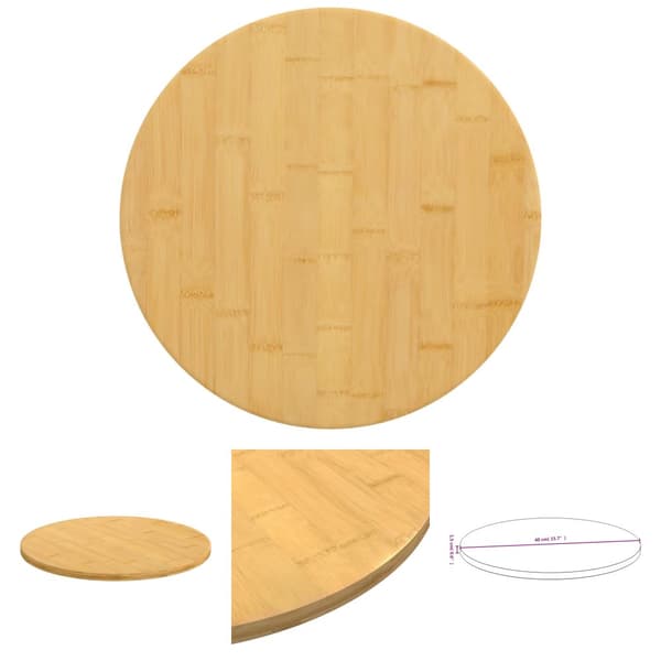The Living Store bordplade Ø40x1,5 cm bambus - Bordplader