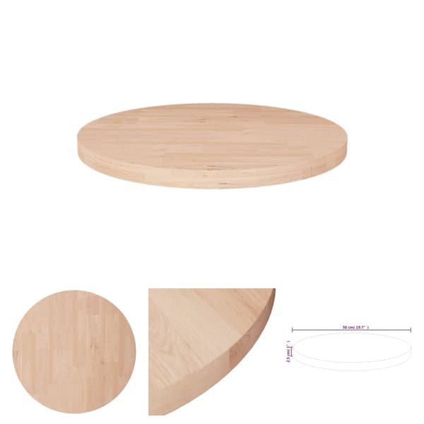 The Living Store Pyöreä pöytälevy Ø50x2,5 cm käsittelemätön täysi tammi -  Pöytälevyt