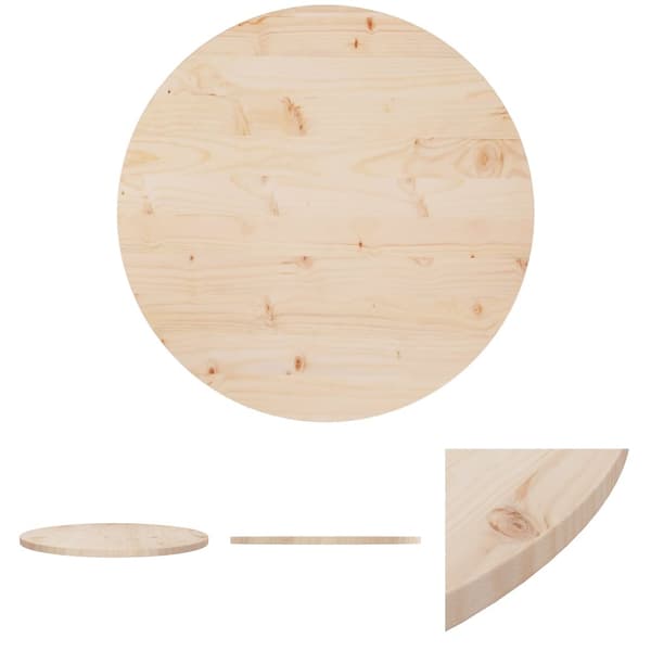 The Living Store Bordsskiva Ø70x2,5 cm massiv furu -  Bordsskivor