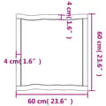 Miniatyrbillede 11 af 11: The Living Store bordplade 60x60x(2-6) cm naturlig kant behandlet træ lysebrun -  Bordplader