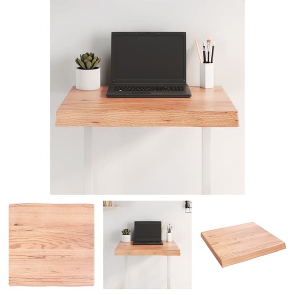 The Living Store bordplade 60x60x(2-6) cm naturlig kant behandlet træ lysebrun -  Bordplader