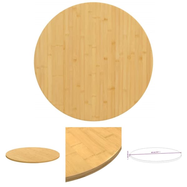 The Living Store bordplade Ø60x1,5 cm bambus - Bordplader