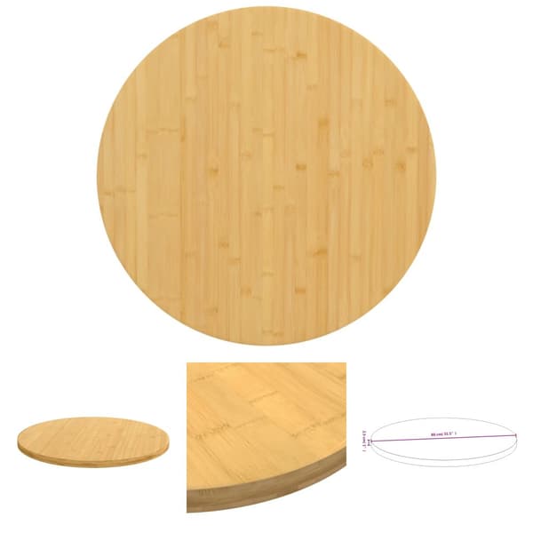 The Living Store Bordsskiva Ø80x2,5 cm bambu -  Bordsskivor