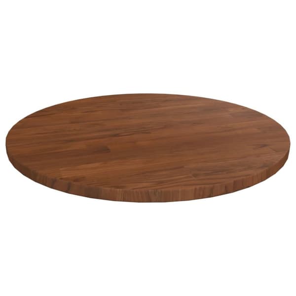 The Living Store rund bordplade Ø40x1,5 cm behandlet massivt egetræ mørkebrun -  Bordplader