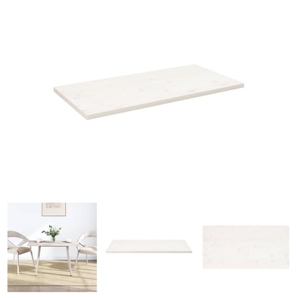 The Living Store bordplade 100x50x2,5 cm rektangulær massivt fyrretræ hvid -  Bordplader
