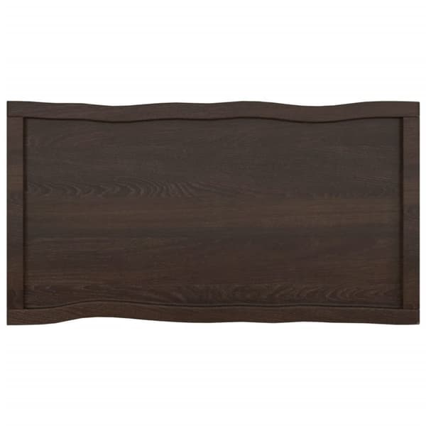 The Living Store bordplade 100x50x(2-4) cm naturlig kant behandlet træ mørkebrun -  Bordplader