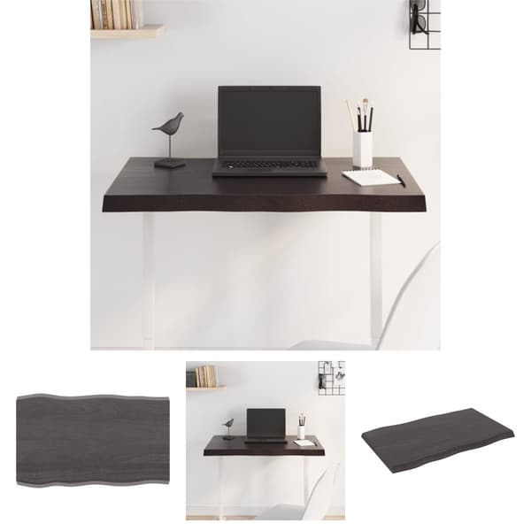 The Living Store Bordsskiva mörkbrun 80x50x(2-4) cm massivt trä levande kant -  Bordsskivor