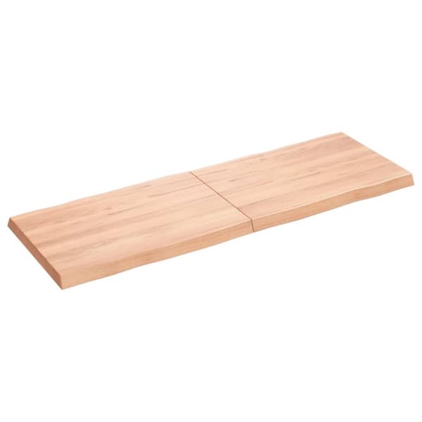 The Living Store bordplade 120x40x(2-4) cm naturlig kant behandlet træ lysebrun -  Bordplader