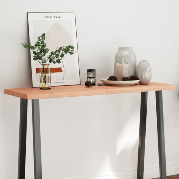 The Living Store bordplade 120x40x(2-4) cm naturlig kant behandlet træ lysebrun -  Bordplader