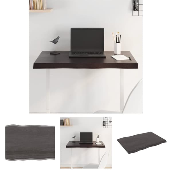 The Living Store Bordsskiva mörkbrun 80x60x(2-4) cm massivt trä levande kant -  Bordsskivor