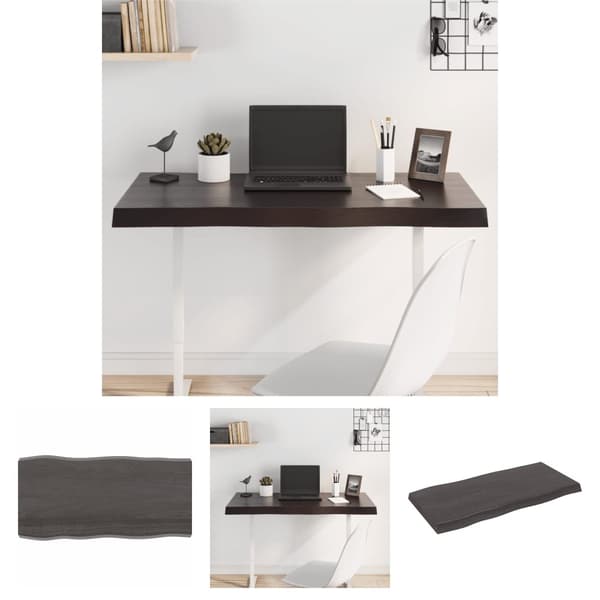 The Living Store Bordsskiva mörkbrun 100x50x(2-6) cm massivt trä levande kant -  Bordsskivor