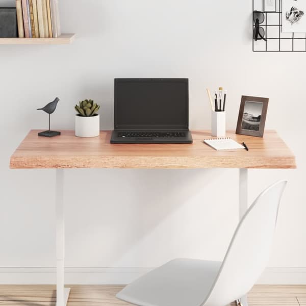 The Living Store bordplade 100x50x(2-4) cm naturlig kant behandlet træ lysebrun -  Bordplader