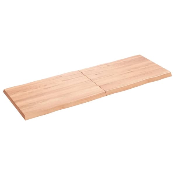 The Living Store bordplade 140x50x(2-4) cm naturlig kant behandlet træ lysebrun -  Bordplader