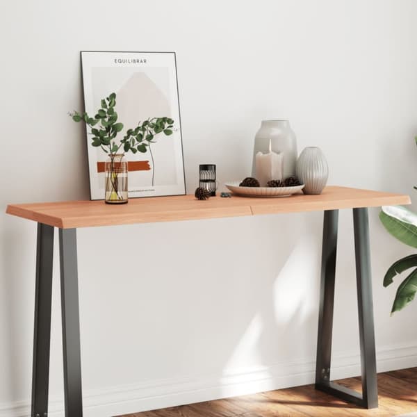 The Living Store bordplade 140x50x(2-4) cm naturlig kant behandlet træ lysebrun -  Bordplader