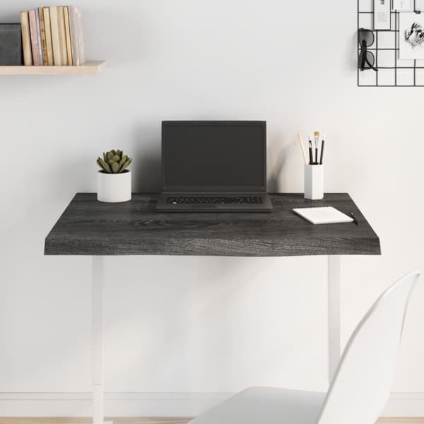The Living Store bordplade 80x60x(2-4) cm behandlet massivt egetræ mørkebrun -  Bordplader
