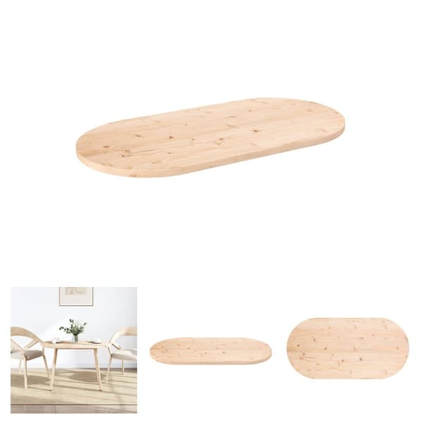 The Living Store bordplade 90x45x2,5 cm oval massivt fyrretræ -  Bordplader