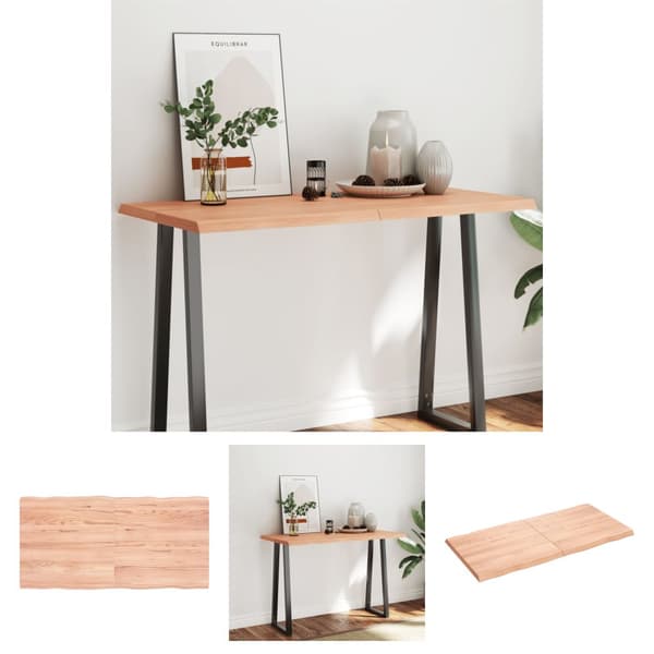 The Living Store bordplade 120x60x(2-4) cm naturlig kant behandlet træ lysebrun -  Bordplader