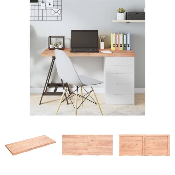 The Living Store Bordsskiva ljusbrun 120x50x(2-4) cm behandlad massiv ek -  Bordsskivor