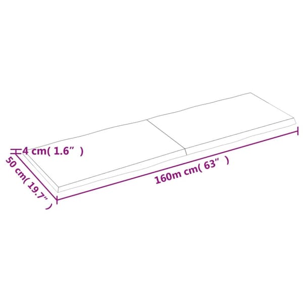 The Living Store bordplade 160x50x(2-4) cm naturlig kant behandlet træ mørkebrun -  Bordplader