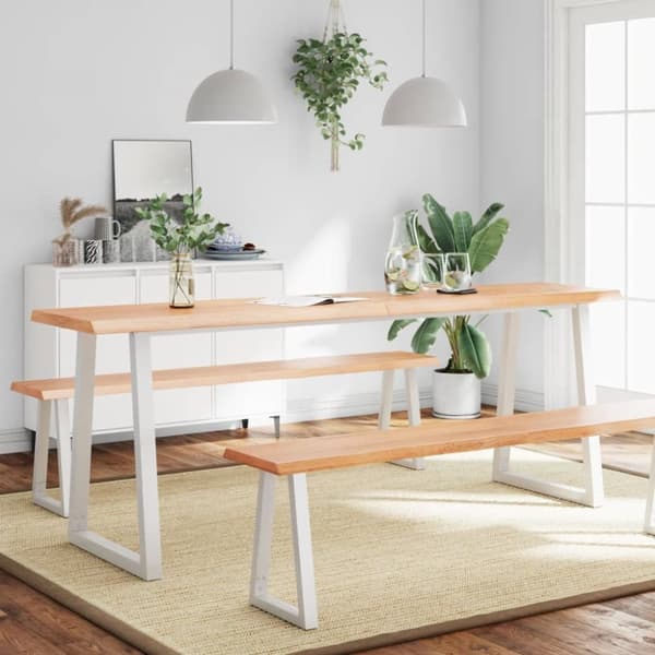 The Living Store Bordsskiva ljusbrun 220x50x(2-6) cm massivt trä levande kant -  Bordsskivor