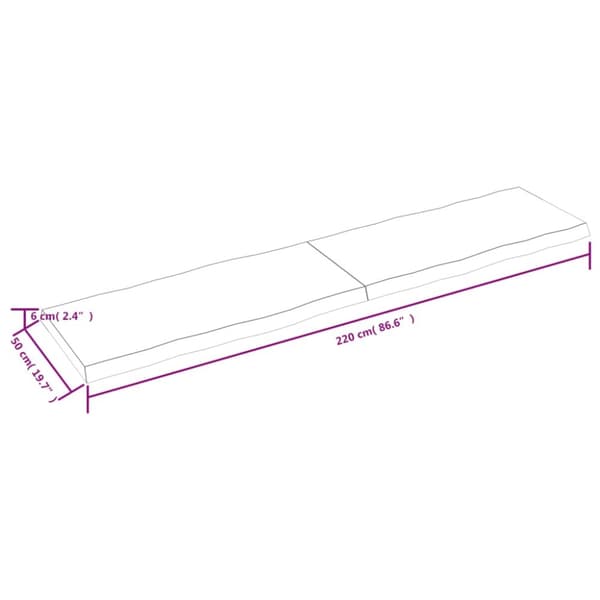 The Living Store Bordsskiva ljusbrun 220x50x(2-6) cm massivt trä levande kant -  Bordsskivor