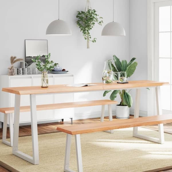 The Living Store Bordsskiva ljusbrun 220x50x(2-6) cm massivt trä levande kant -  Bordsskivor