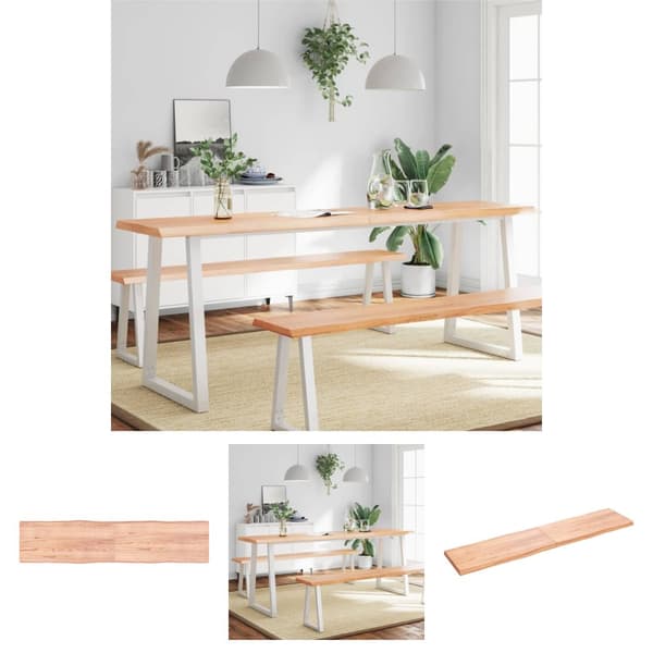 The Living Store Bordsskiva ljusbrun 220x50x(2-6) cm massivt trä levande kant -  Bordsskivor